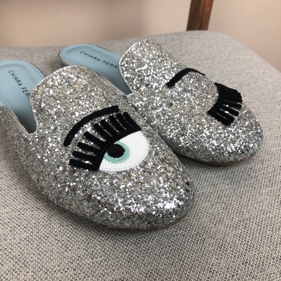 Chiara Ferragni Italy Wink Mules Silver 7 - Picture 3 of 9